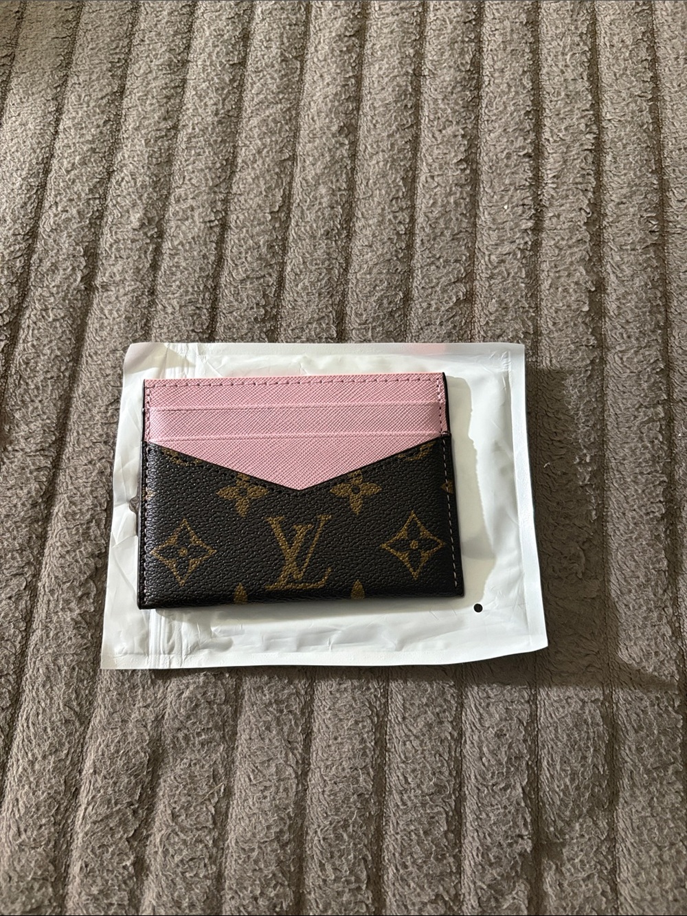 Pink and Brown Monogram Card Holder